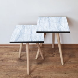 Hanah Home Mesas Nido en Blanco y Azul Claro (2 Piezas)